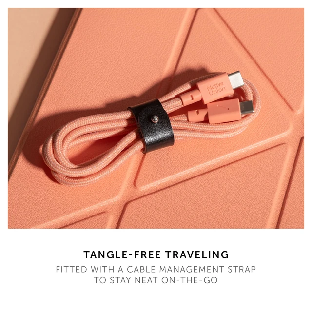 Alt view image 7 of 7 - Type-C Belt Cable - 4ft Ultra-Strong USB-C to USB-C Charging Cable for iPhone 18 Pro/Pro Max, iPhone Duo, iPad Pro/Air (M4), MacBook Air (M5), Galaxy S26, Flip/Fold 8 (Apricot)