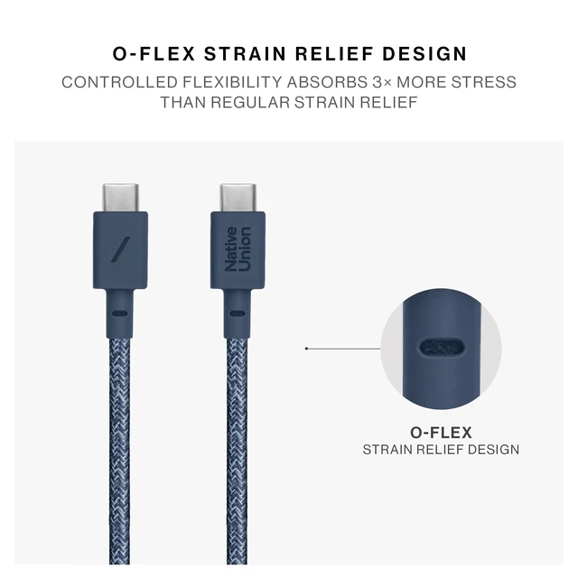 Alt view image 6 of 7 - Type-C Belt Cable - 4ft Ultra-Strong USB-C to USB-C Charging Cable for iPhone 18 Pro/Pro Max, iPhone Duo, iPad Pro/Air (M4), MacBook Air (M5), Galaxy S26, Flip/Fold 8 (Navy)