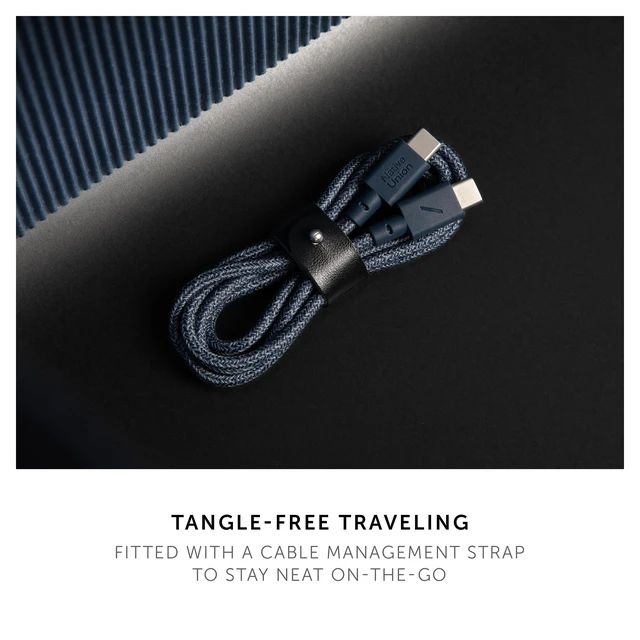 Alt view image 7 of 7 - Type-C Belt Cable - 4ft Ultra-Strong USB-C to USB-C Charging Cable for iPhone 18 Pro/Pro Max, iPhone Duo, iPad Pro/Air (M4), MacBook Air (M5), Galaxy S26, Flip/Fold 8 (Navy)