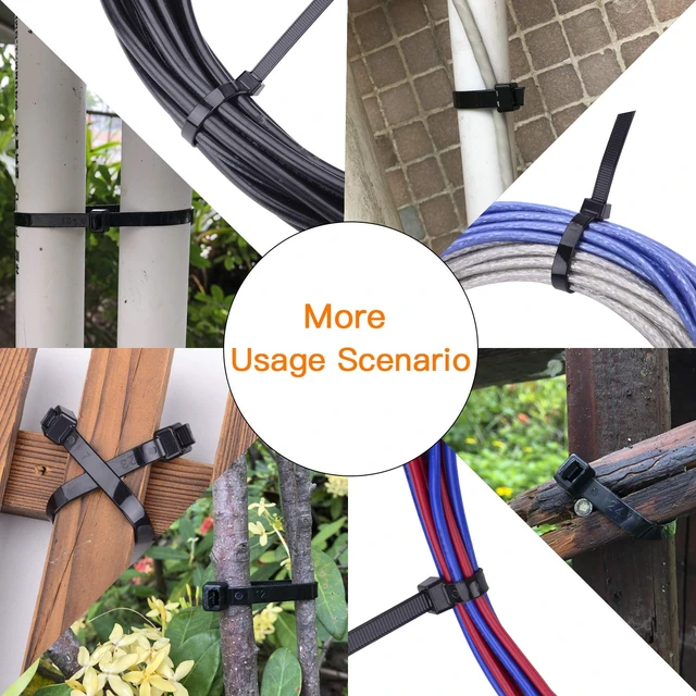 Alt view image 6 of 7 - Cable Ties 12 Inch, 120 lb Tensile Strength UV Resistant Heavy Duty Zip Tie for Multi-Purpose Use, Self-Locking Nylon Tie Wraps, Indoor and Outdoor Tie Wire, Black, 100 Pcs
