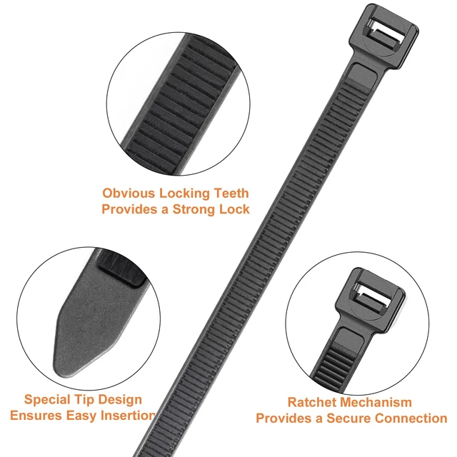 Alt view image 4 of 7 - Cable Ties 12 Inch, 120 lb Tensile Strength UV Resistant Heavy Duty Zip Tie for Multi-Purpose Use, Self-Locking Nylon Tie Wraps, Indoor and Outdoor Tie Wire, Black, 100 Pcs