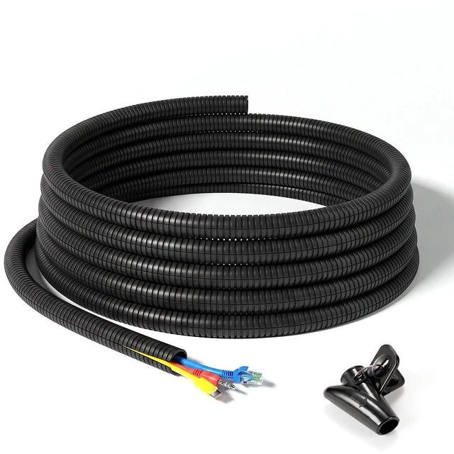 Main image of 50ft - 1/2 inch Wire Loom Tubing, Split Cable Sleeves Black Wire Loom Automotive with Installation Tool, Flame Retardant Cord Protectors from Pets no Chew