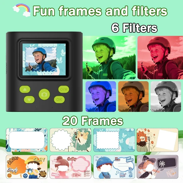 Alt view image 6 of 7 - Kids Camera Instant Print, HD Digital Video & Instant Print Camera for Kids, Fun Christmas Birthday Gifts for Boys and Girls, Comes with 32GB SD Card, Lightweight & Portable - Black