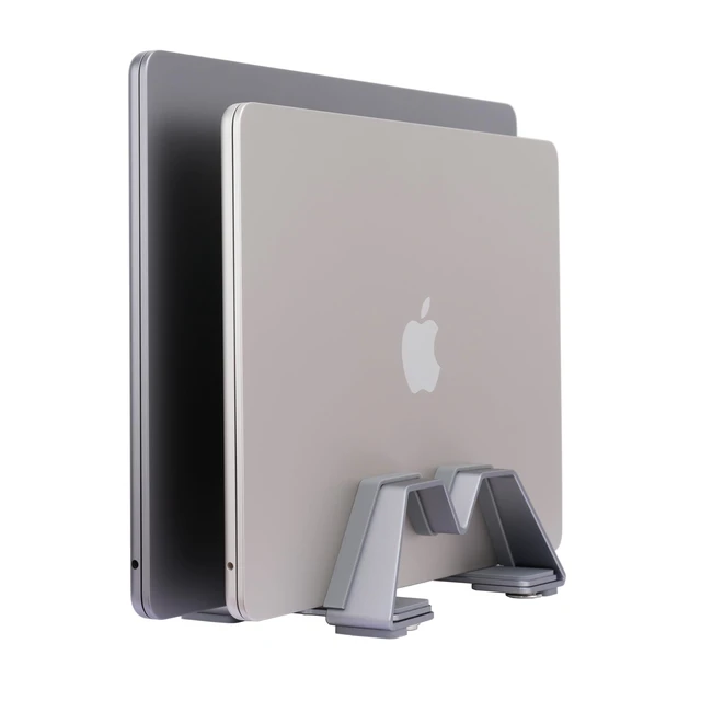 Alt view image 2 of 5 - Adjustable Dual Vertical Laptop Stand - Supports 2 Devices Holder, Fit for All Laptops(10-30mm Thickness) - Fashion Design, Adjustable Width, Anti-Slip & Scratch-Resistant, Patented Design