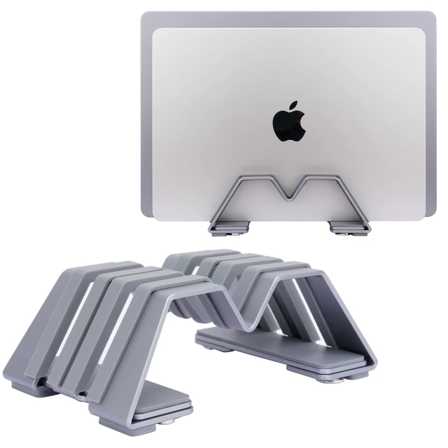 Alt view image 3 of 5 - Adjustable Dual Vertical Laptop Stand - Supports 2 Devices Holder, Fit for All Laptops(10-30mm Thickness) - Fashion Design, Adjustable Width, Anti-Slip & Scratch-Resistant, Patented Design