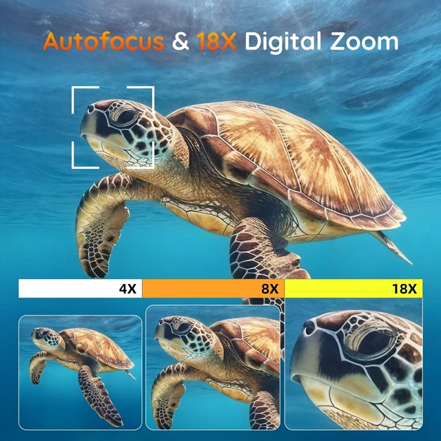 Alt view image 6 of 7 - 8K Underwater Camera - 70MP 33FT Waterproof Camera with 64G Card - Underwater Digital Camera for Snorkeling Floatable Dual-Screen Selfie 2500mAh Battery Point and Shoot Digital (Orange)