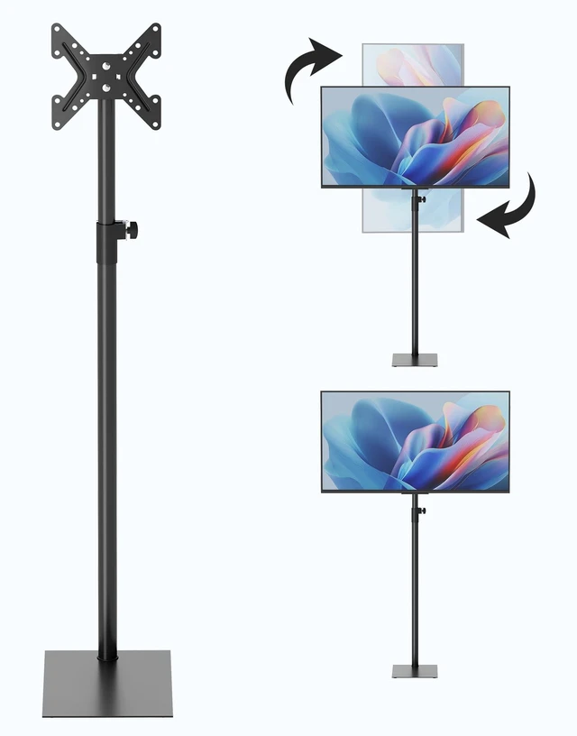 Main image of TV Stand with Mount 360°Swivel Tiltable Floor Monitors Stand Universal 70 Height Adjustable Tall TV Floor Stand for 12 to 43 inches Flat Screen or Curved TVs Monitors Display Trolley Stand