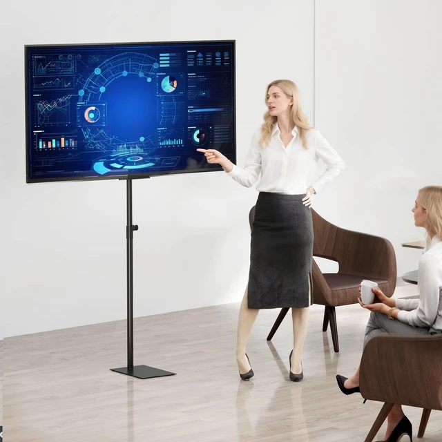 Alt view image 7 of 7 - TV Stand with Mount 360°Swivel Tiltable Floor Monitors Stand Universal 70 Height Adjustable Tall TV Floor Stand for 12 to 43 inches Flat Screen or Curved TVs Monitors Display Trolley Stand