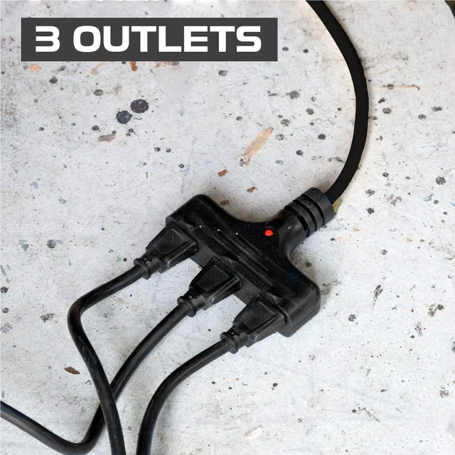 Alt view image 6 of 6 - Extension Cord Reel, 30 Ft, 3 Outlets w/Breaker - Black 16/3 Cable, Retractable Reel, 3 Grounded Outlets, Circuit Breaker, Black - For Garage, Shop & Job Sites