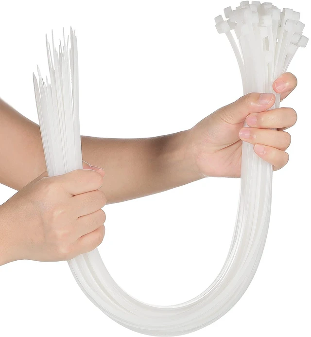 Main image of 500 Pack Long Zip Ties Heavy Duty, Large Cable Ties, White, 24 Inch Self-locking Tensile Strength Cable Ties Large Wire Ties for Cable Organizing, Garden, Home Organizing, Indoor Outdoor