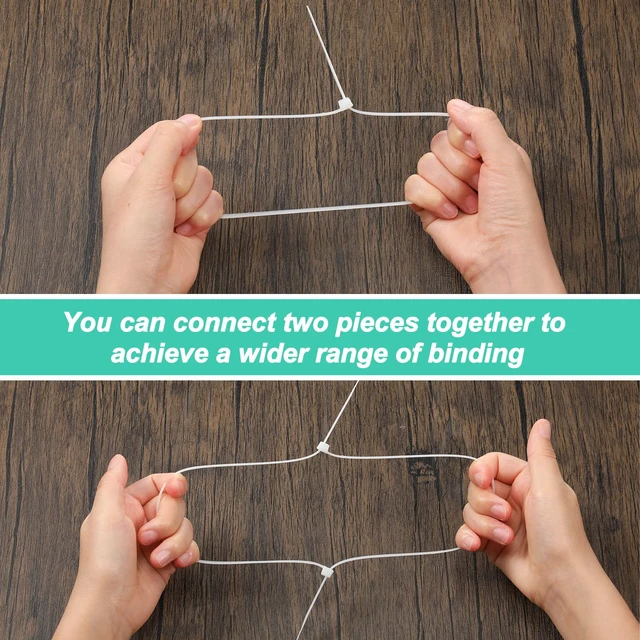 Alt view image 3 of 7 - 500 Pack Long Zip Ties Heavy Duty, Large Cable Ties, White, 24 Inch Self-locking Tensile Strength Cable Ties Large Wire Ties for Cable Organizing, Garden, Home Organizing, Indoor Outdoor