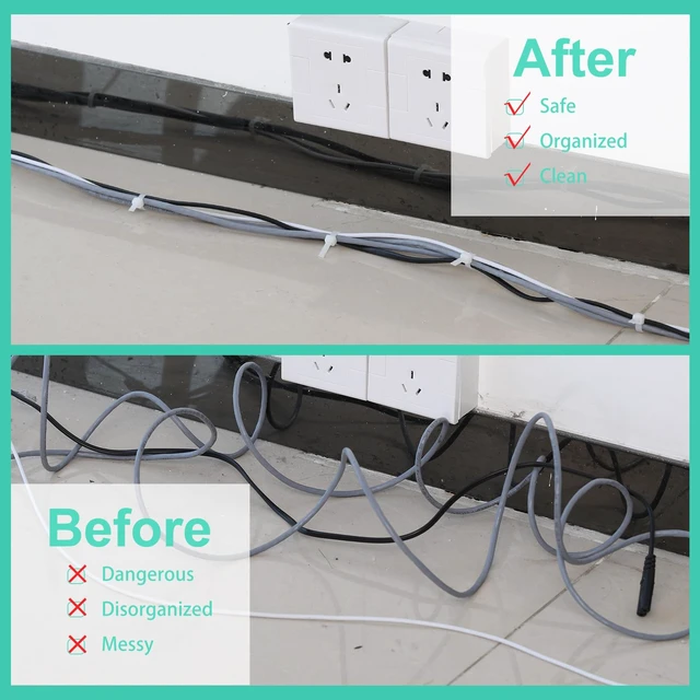 Alt view image 4 of 7 - 500 Pack Long Zip Ties Heavy Duty, Large Cable Ties, White, 24 Inch Self-locking Tensile Strength Cable Ties Large Wire Ties for Cable Organizing, Garden, Home Organizing, Indoor Outdoor