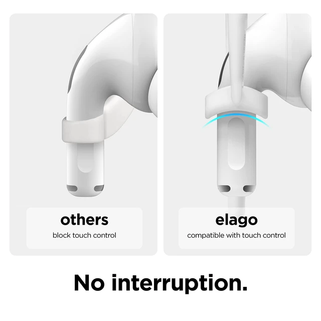 Alt view image 2 of 7 - Ear Hooks for AirPods Pro 3 & Pro 2 & Pro, AirPods 5 & 4 & 3 & 2 & 1 Earbuds Accessories, Anti-Slip, Ergonomic Design, Comfortable Fit (White)