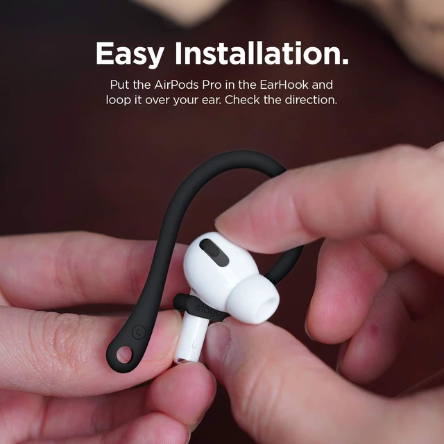 Alt view image 7 of 7 - Ear Hooks for AirPods Pro 3 & Pro 2 & Pro, AirPods 5 & 4 & 3 & 2 & 1 Earbuds Accessories, Anti-Slip, Ergonomic Design, Comfortable Fit (Black)