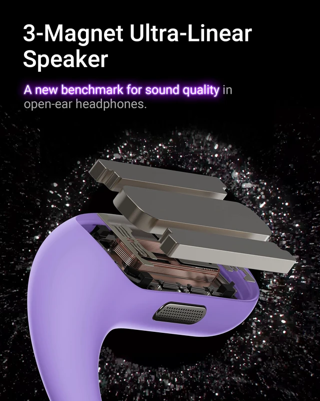 Alt view image 3 of 7 - AceFit Pro Open-Ear Headphones, Night Safety Mode for Sports, Powerful Bass, 7.6g Ultra-Comfort, Bluetooth 5.4, 30H Playtime with Digital Display, IP54 Sports Earbuds for Running & Workouts