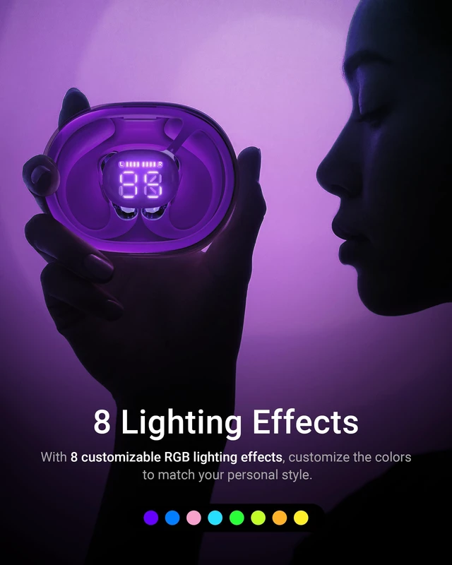 Alt view image 7 of 7 - AceFit Pro Open-Ear Headphones, Night Safety Mode for Sports, Powerful Bass, 7.6g Ultra-Comfort, Bluetooth 5.4, 30H Playtime with Digital Display, IP54 Sports Earbuds for Running & Workouts