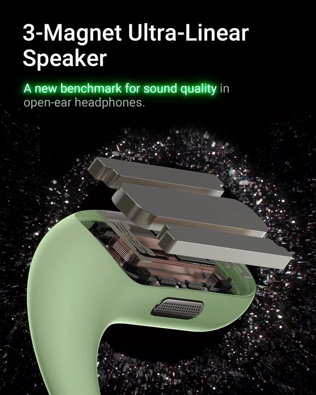 Alt view image 3 of 7 - AceFit Pro Open-Ear Headphones, Night Safety Mode for Sports, Powerful Bass, 7.6g Ultra-Comfort, Bluetooth 5.4, 30H Playtime with Digital Display, IP54 Sports Earbuds for Running & Workouts