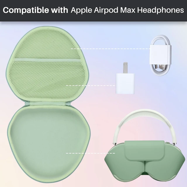 Alt view image 3 of 7 - Hard Case Compatible with Apple AirPods Max 2 Over-Ear Headphones Lightweight & Carry, Dustproof Storage, Travel Friendly, Portable for Daily Use, Light Green Case