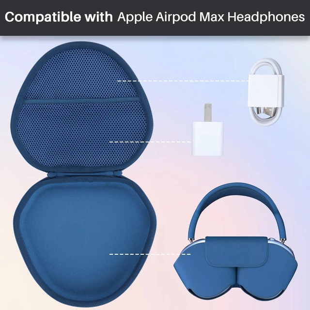 Alt view image 3 of 7 - Hard Case Compatible with Apple AirPods Max 2 Over-Ear Headphones Lightweight & Carry, Dustproof Storage, Travel Friendly, Portable for Daily Use, Blue Case