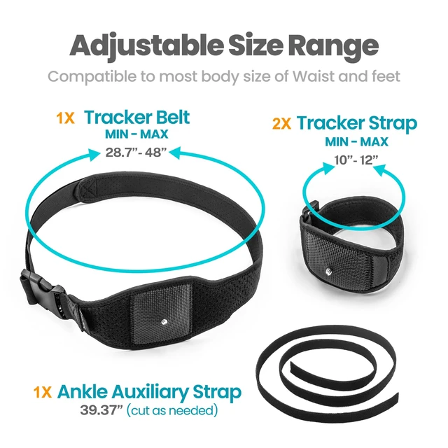 Alt view image 2 of 7 - VR Tracker Straps for HTC Vive, 1 Belt 2 Wrist 1 Ankle Straps Upgraded Adjustable Material for Stable Full-Body VR Tracking, Compatible with Vive Tracker & 3.0