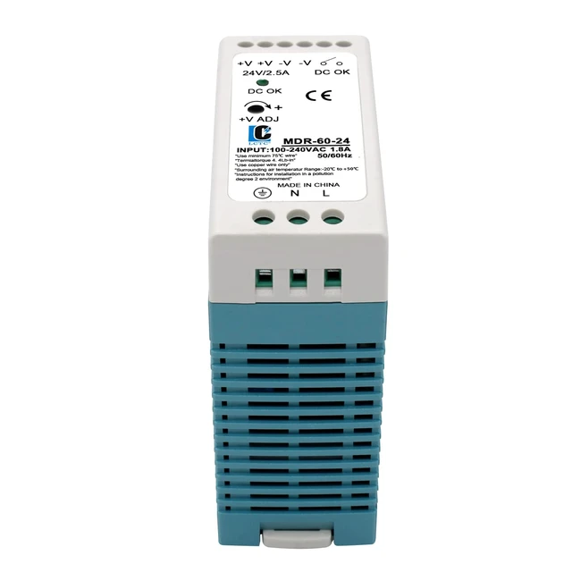 Alt view image 6 of 6 - DIn Rail DC 24V Switching Power Supply MDR 60W Rail Type(Input:100-240VAC,Output:24VDC,50/60HZ) Switch Converter (24V 2.5A)(4)