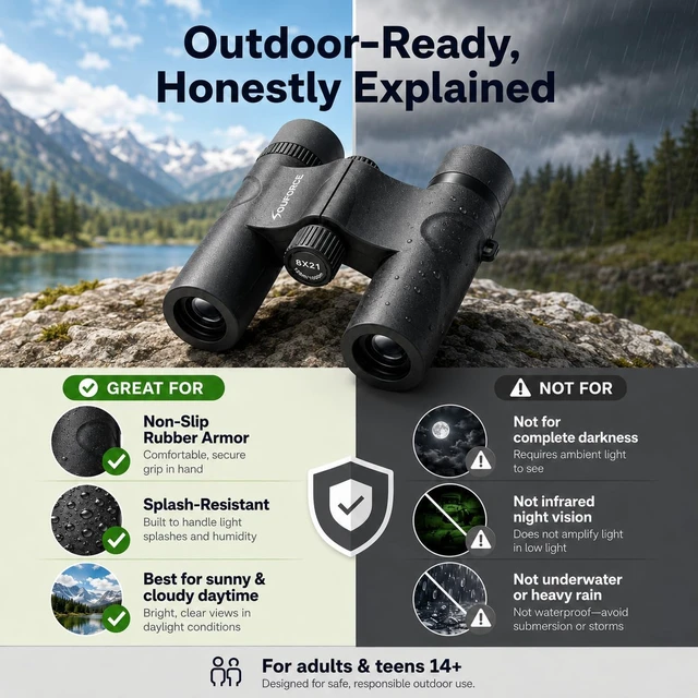 Alt view image 7 of 7 - 8x21 Compact Binoculars for Adults BAK4 Prism High Powered 21mm Eyepieces BAK4 Prism, FMC Optics 262ft Wide View Waterproof 6.3oz Lightweight Bird Watching Hiking Travel Concerts Gift