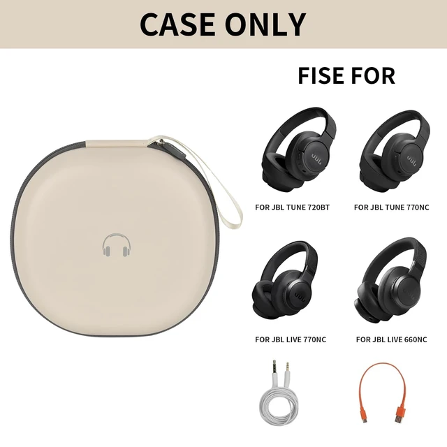 Alt view image 2 of 7 - Headphone Case for JBL Tune 770NCfor JBL Live, 770NC, 660NC, 650B Adjustable Divider, Cable Space and Carry Handle for Commuting, Gym and Travel, Students and Music Lovers, Case Only - Beige