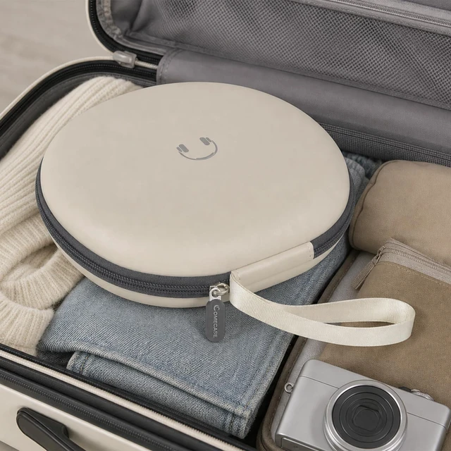 Alt view image 7 of 7 - Headphone Case for JBL Tune 770NCfor JBL Live, 770NC, 660NC, 650B Adjustable Divider, Cable Space and Carry Handle for Commuting, Gym and Travel, Students and Music Lovers, Case Only - Beige