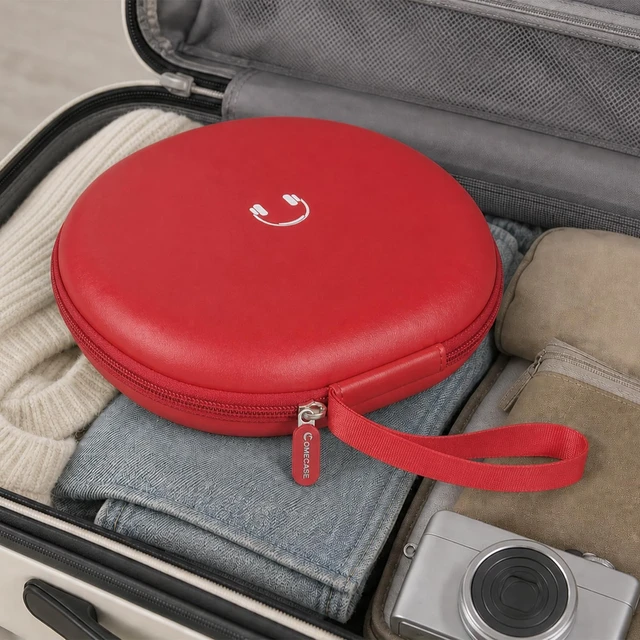 Alt view image 7 of 7 - Headphone Case for JBL Tune 770NCfor JBL Live, 770NC, 660NC, 650B Adjustable Divider, Cable Space and Carry Handle for Commuting, Gym and Travel, Students and Music Lovers, Case Only - Red