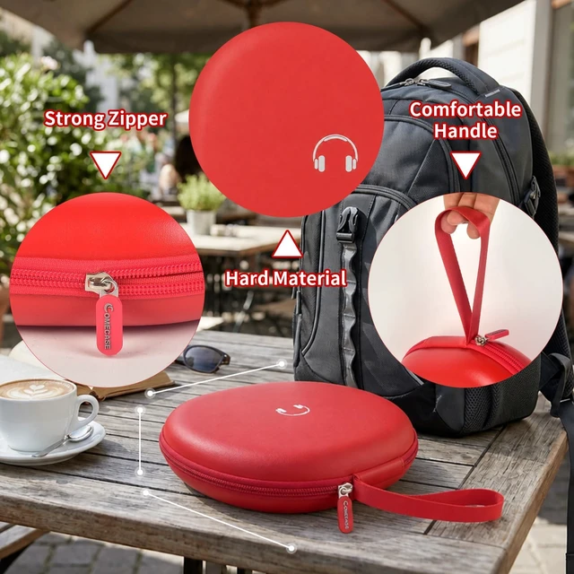 Alt view image 4 of 7 - Headphone Case for JBL Tune 770NCfor JBL Live, 770NC, 660NC, 650B Adjustable Divider, Cable Space and Carry Handle for Commuting, Gym and Travel, Students and Music Lovers, Case Only - Red