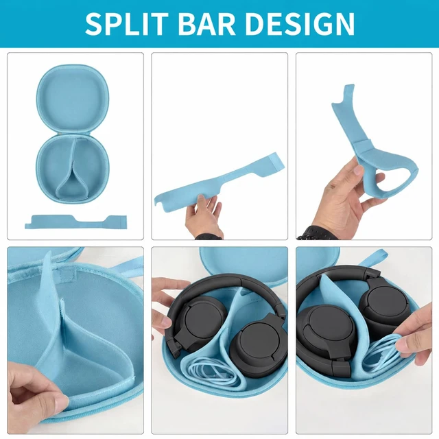 Alt view image 3 of 7 - Headphone Case for JBL Tune 770NCfor JBL Live, 770NC, 660NC, 650B Adjustable Divider, Cable Space and Carry Handle for Commuting, Gym and Travel, Students and Music Lovers, Case Only - Blue