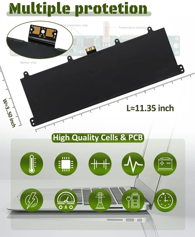 Alt view image 6 of 6 - 40Wh 9F4FN Battery Replacement for Dell Latitude 7320 Detachable for Dell Inspiron 14 3420 Series 09F4FN 2VKW9 8PK6G