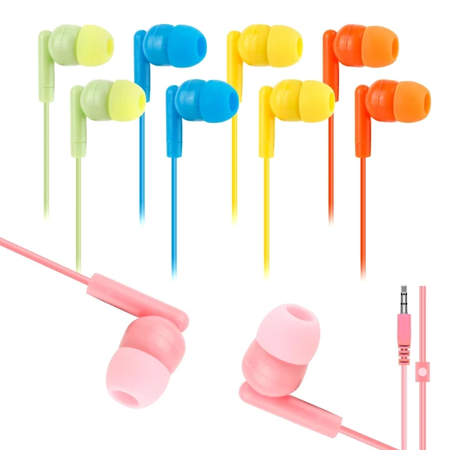 Main image of Classroom Earbuds Bulk 200 Pack for Kids,3.5mm Jack Wired Wholesale In-Ear Earphones for Students Kids Children Adult On Line Learning Library Gifts (Mixed Colors)