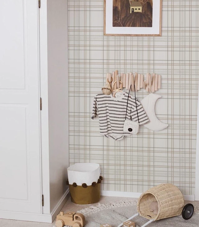 Alt view image 3 of 7 - Peel and Stick Wallpaper Check Plaid Boho Neutral - Self Adhesive Waterproof Vinyl Wallpaper for Walls, Kitchen Backsplash, Bathroom, Bedroom, Rentals (Light, 17.3" X 118.11")