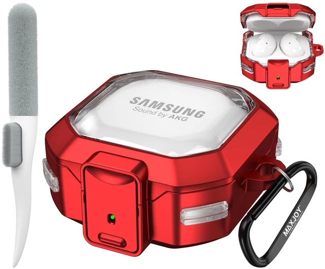 Main image of Galaxy Buds Pro 2 Case for Samsung Galaxy Buds 2 Pro 2022 Transparent Protective Case with Anti-Drop Lock Keychain, Red