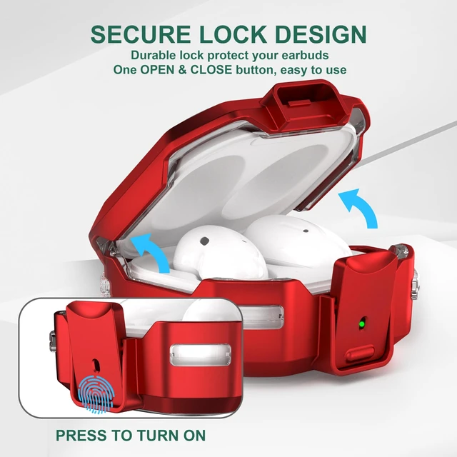 Alt view image 3 of 7 - Galaxy Buds Pro 2 Case for Samsung Galaxy Buds 2 Pro 2022 Transparent Protective Case with Anti-Drop Lock Keychain, Red