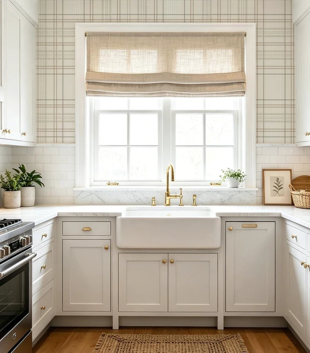Alt view image 6 of 7 - Peel and Stick Wallpaper Check Plaid Boho Neutral - Self Adhesive Waterproof Vinyl Wallpaper for Walls, Kitchen Backsplash, Bathroom, Bedroom, Rentals (Light, 17.3" X 118.11")