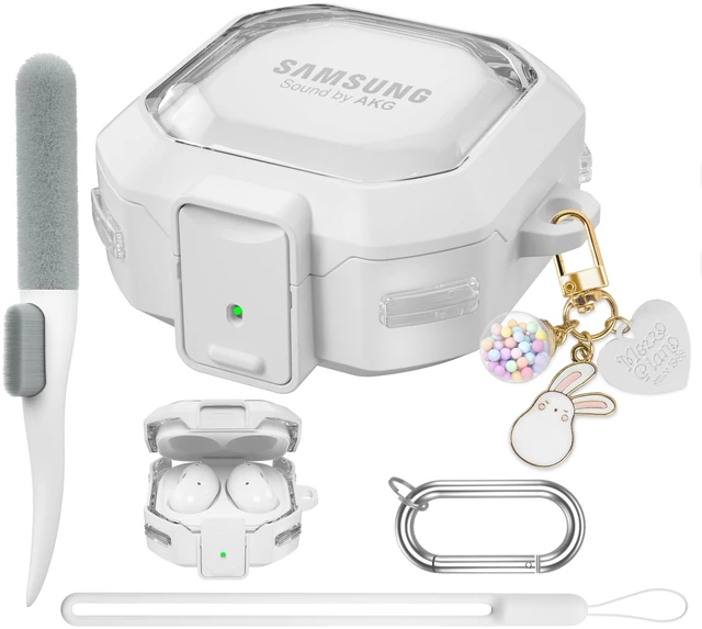 Main image of Galaxy Buds Pro 2 Case Compatible with Samsung Galaxy Buds 2 Pro 2022,Bud Pro2, Live, 2, FE 2023, Transparent Protective Case with Keychain (Anti-Drop Lock), White