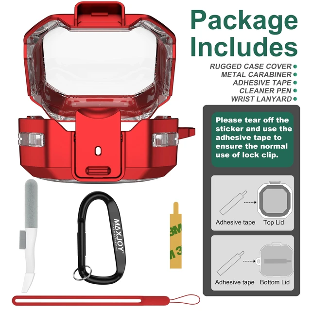 Alt view image 6 of 7 - Galaxy Buds Pro 2 Case for Samsung Galaxy Buds 2 Pro 2022 Transparent Protective Case with Anti-Drop Lock Keychain, Red
