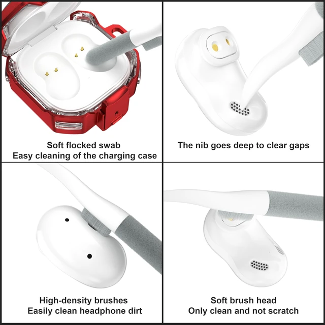 Alt view image 7 of 7 - Galaxy Buds Pro 2 Case for Samsung Galaxy Buds 2 Pro 2022 Transparent Protective Case with Anti-Drop Lock Keychain, Red