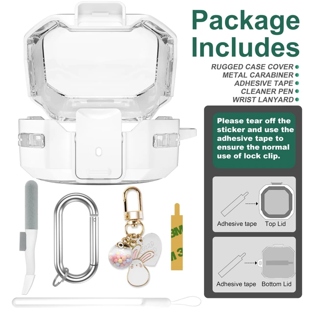 Alt view image 6 of 7 - Galaxy Buds Pro 2 Case Compatible with Samsung Galaxy Buds 2 Pro 2022,Bud Pro2, Live, 2, FE 2023, Transparent Protective Case with Keychain (Anti-Drop Lock), White