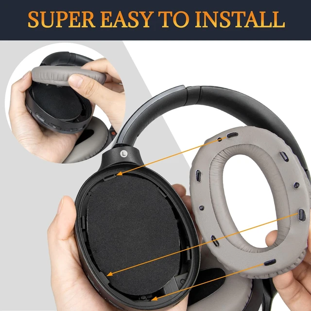 Alt view image 5 of 7 - Replacement Earpads Cushions for Sony WH-1000XM2 (WH1000XM2) & MDR-1000X (MDR1000X) Headphones, Ear Pads with Noise Isolation Foam, Added Thickness (Gold)