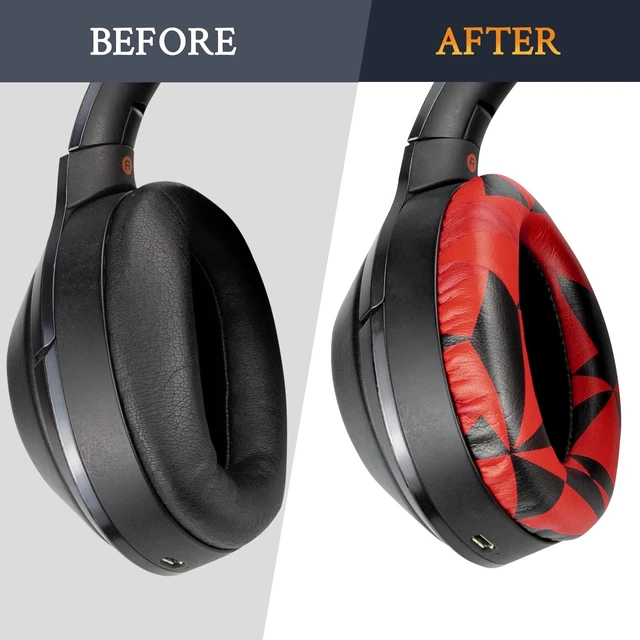 Alt view image 6 of 7 - Replacement Earpads Cushions for Sony WH-1000XM2 (WH1000XM2) & MDR-1000X (MDR1000X) Headphones, Ear Pads with Noise Isolation Foam, Added Thickness (Red Storm)