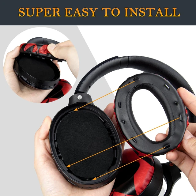 Alt view image 5 of 7 - Replacement Earpads Cushions for Sony WH-1000XM2 (WH1000XM2) & MDR-1000X (MDR1000X) Headphones, Ear Pads with Noise Isolation Foam, Added Thickness (Red Storm)
