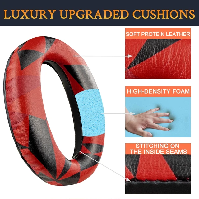 Alt view image 4 of 7 - Replacement Earpads Cushions for Sony WH-1000XM2 (WH1000XM2) & MDR-1000X (MDR1000X) Headphones, Ear Pads with Noise Isolation Foam, Added Thickness (Red Storm)