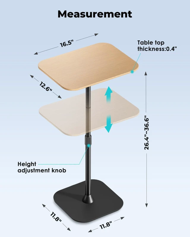 Alt view image 3 of 6 - Floor Laptop Stand for Bed,Laptop Table, Small & Portable Standing Desk with Adjustable Height 26.7"-36.62", Quick Installation for Office,Conference Room,Living Room,Home Office,Bed/Sofa Side