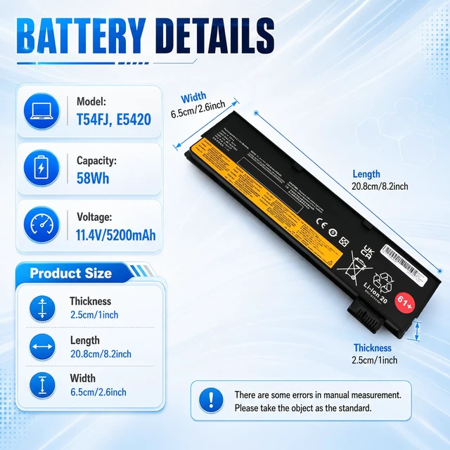 Alt view image 2 of 6 - 01AV423 01AV427 Battery for Lenovo ThinkPad T480 T470 T580 T570 TP25 P51S 01AV425 01AV424 A475 A485 Series SB10K97580 SB10K97584 SB10K97585 SB10K97597 01AV490 01AV492 X50M08812 4X50M08812 01AV452