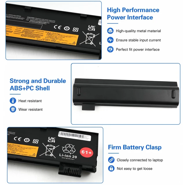 Alt view image 5 of 6 - 01AV423 01AV427 Battery for Lenovo ThinkPad T480 T470 T580 T570 TP25 P51S 01AV425 01AV424 A475 A485 Series SB10K97580 SB10K97584 SB10K97585 SB10K97597 01AV490 01AV492 X50M08812 4X50M08812 01AV452