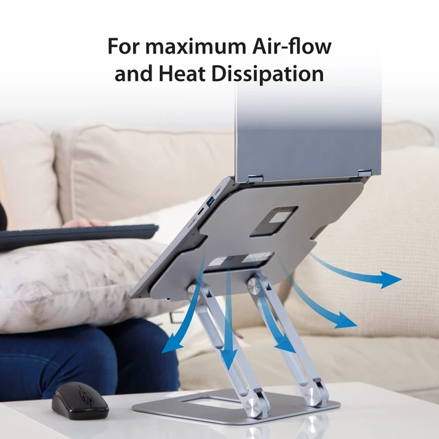 Alt view image 3 of 6 - Multi-Angle Aluminum Laptop Stand, Ergonomic Notebook Riser Suitable for MacBook, Dell, HP, Lenovo, Fits Most laptops up to 16" (JTS127)