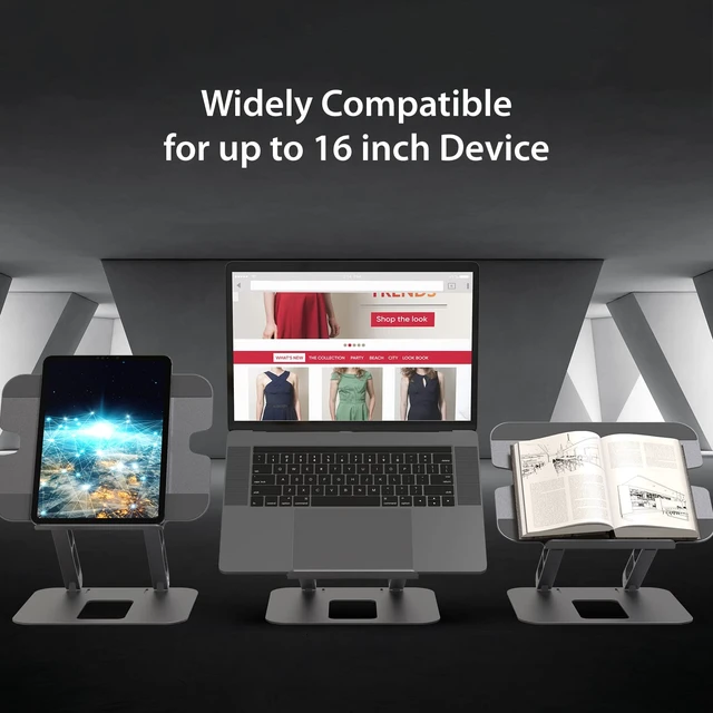 Alt view image 6 of 6 - Multi-Angle Aluminum Laptop Stand, Ergonomic Notebook Riser Suitable for MacBook, Dell, HP, Lenovo, Fits Most laptops up to 16" (JTS127)